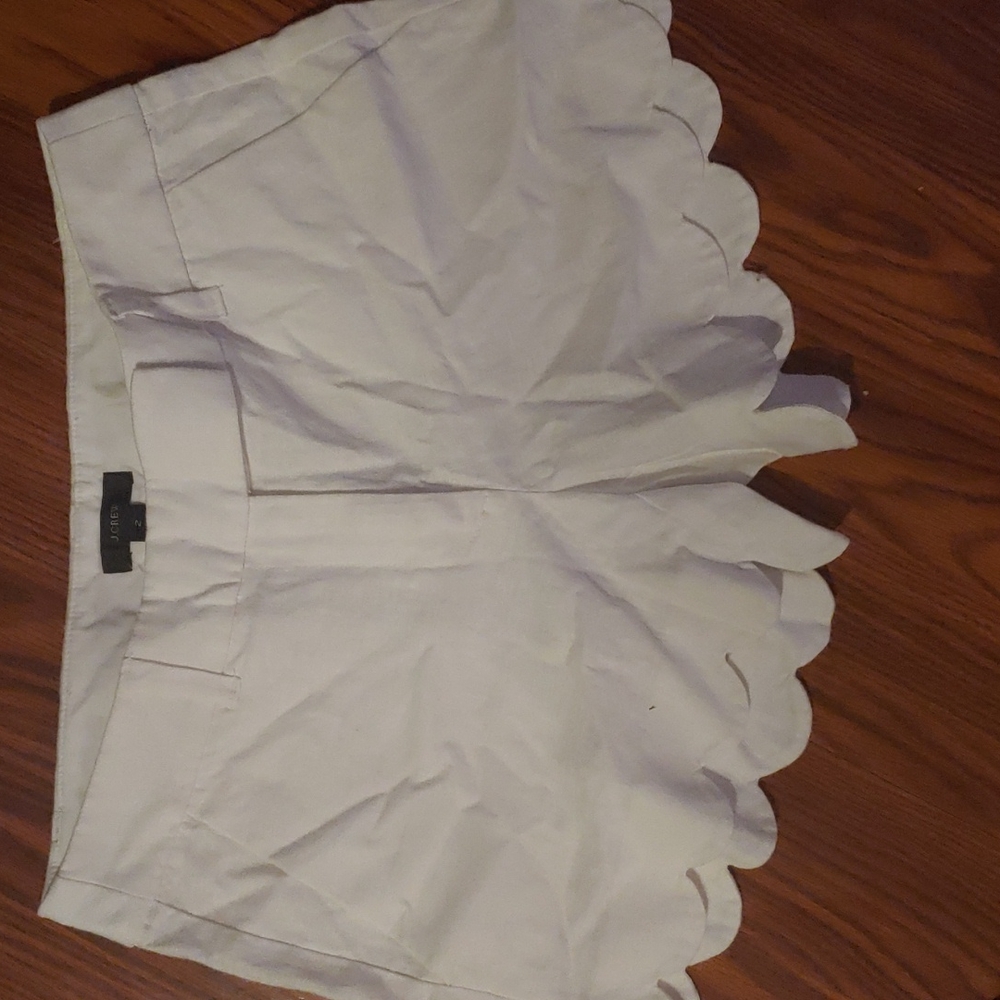 JCREW White High Waisted Scallop Shorts